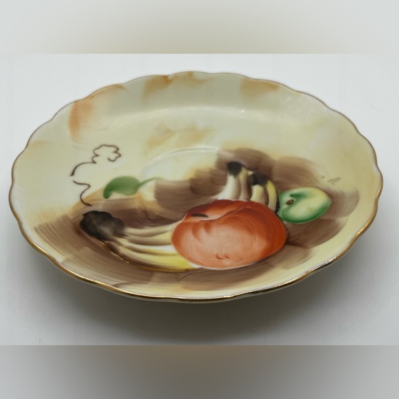 Vintage Enesco Fruit Pattern E1432 Teacup Saucer 
gold trim, hand painted, 5.5” - Picture 8 of 10